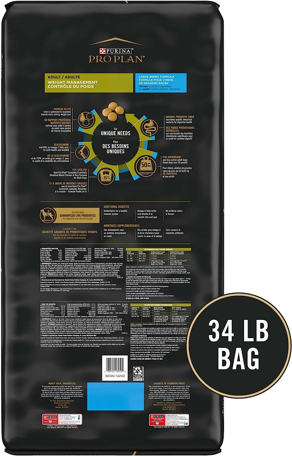Purina Pro Plan Large Breed Weight Management Dog Food, Chicken & Rice Formula -  Dry Dog Food Purina Pro Plan