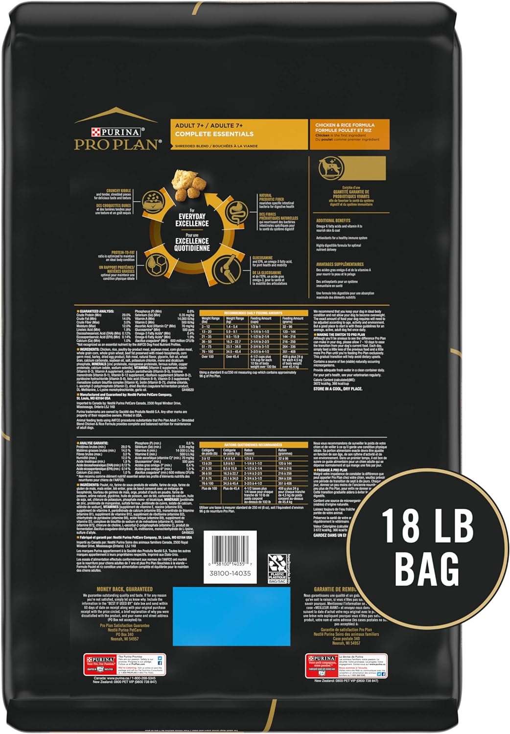 Purina Pro Plan Senior Dog Food Probiotics Shredded Blend Chicken & Rice Formula -  Dry Dog Food Purina Pro Plan