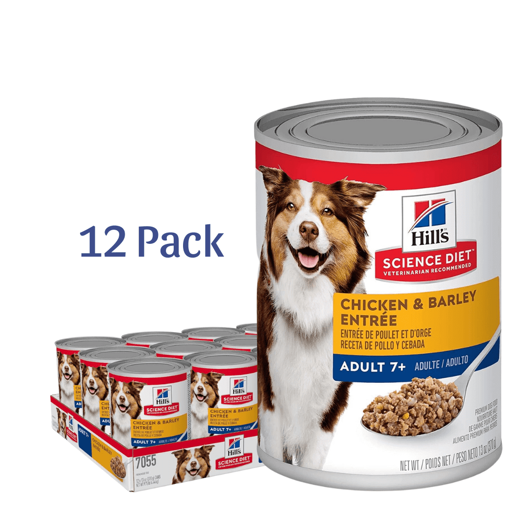Hill's Science Diet Adult 7+ Chicken & Barley Entree Canned Dog Food, 13 oz, 12-Pack -  Wet Dog Food Hill's Science