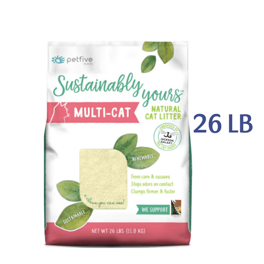 Sustainably Yours Multi-Cat From Corn & Cassava Natural Litter, 26 LB -  Natural Cat Litter Sustainably Yours