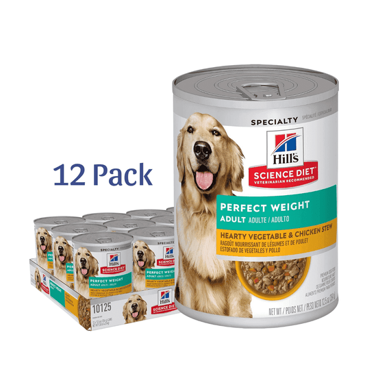 Hill's Science Diet Wet Dog Food, Adult, Perfect Weight Hearty Vegetable & Chicken Stew, 12.5 oz Cans, 12-Pack -  Wet Dog Food Hill's Science
