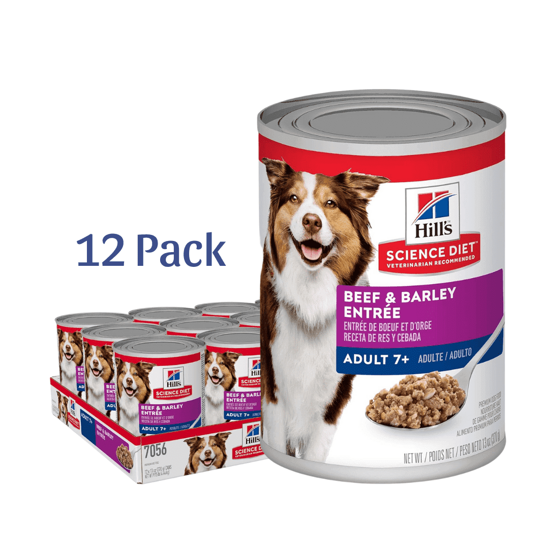 Hill's Science Diet Adult 7+ Beef & Barley Entree Canned Dog Food, 13 oz, 12-Pack -  Wet Dog Food Hill's Science