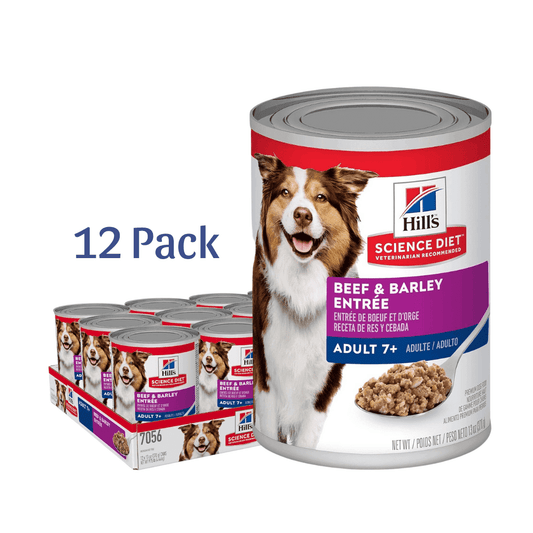 Hill's Science Diet Adult 7+ Beef & Barley Entree Canned Dog Food, 13 oz, 12-Pack -  Wet Dog Food Hill's Science