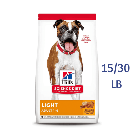 Hill's Science Diet Dry Dog Food, Adult 1-6, Light with Chicken Meal & Barley for Healthy Weight -  Dry Dog Food Hill's Science