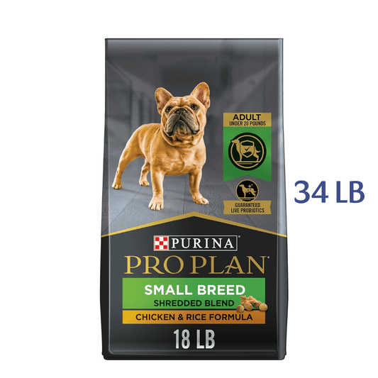 Purina Pro Plan Small Breed Dry Dog Food With Probiotics for Dogs, Shredded Blend Chicken & Rice Formula -  Dry Dog Food Purina Pro Plan