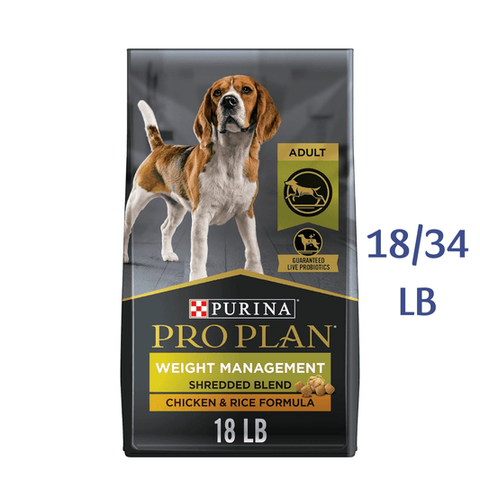 Purina Pro Plan Weight Management Dry Dog Food, Shredded Blend Chicken & Rice Formula -  Dry Dog Food Purina Pro Plan