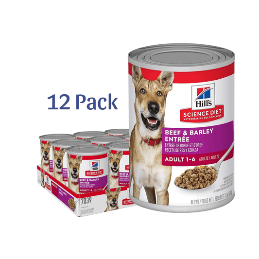 Hill's Science Diet Adult 1-6 Beef & Barley Entree Canned Dog Food, 13 oz., 12-Pack -  Wet Dog Food Hill's Science