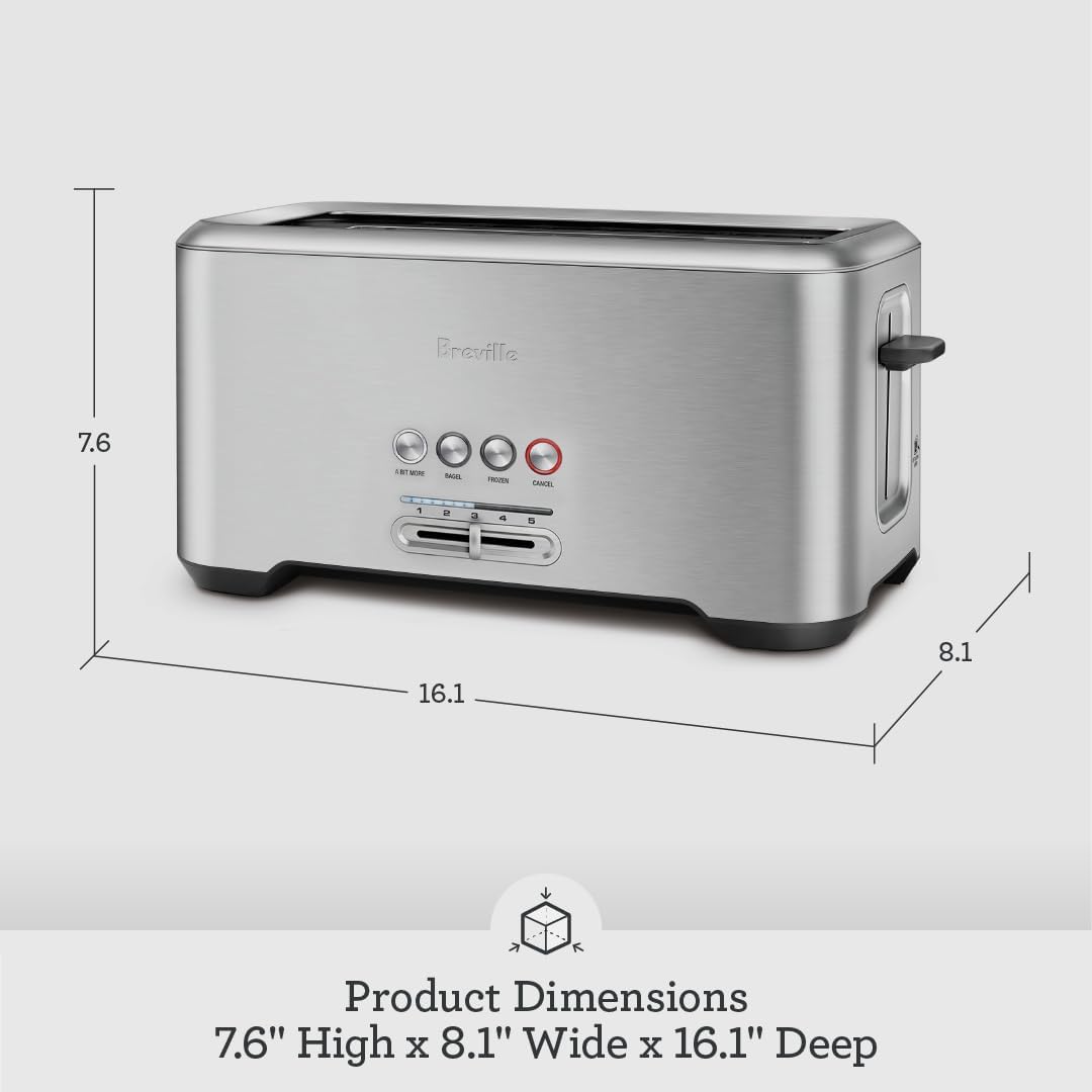 Breville Bit More 4-Slice Toaster, Brushed Stainless Steel, BTA730XL
