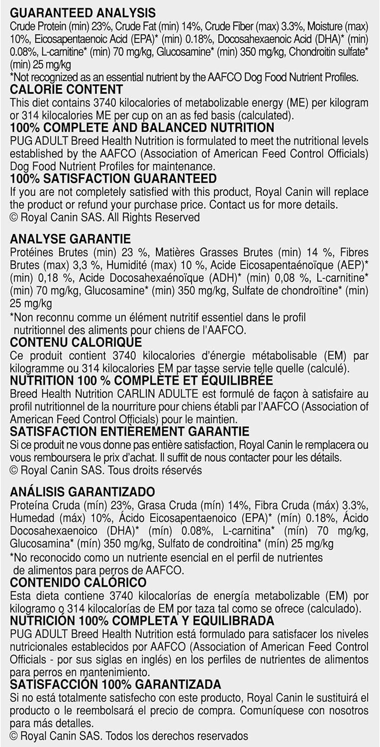 Royal Canin Pug Adult Breed Specific Dry Dog Food, 10 LB -  Dry Dog Food Royal Canin