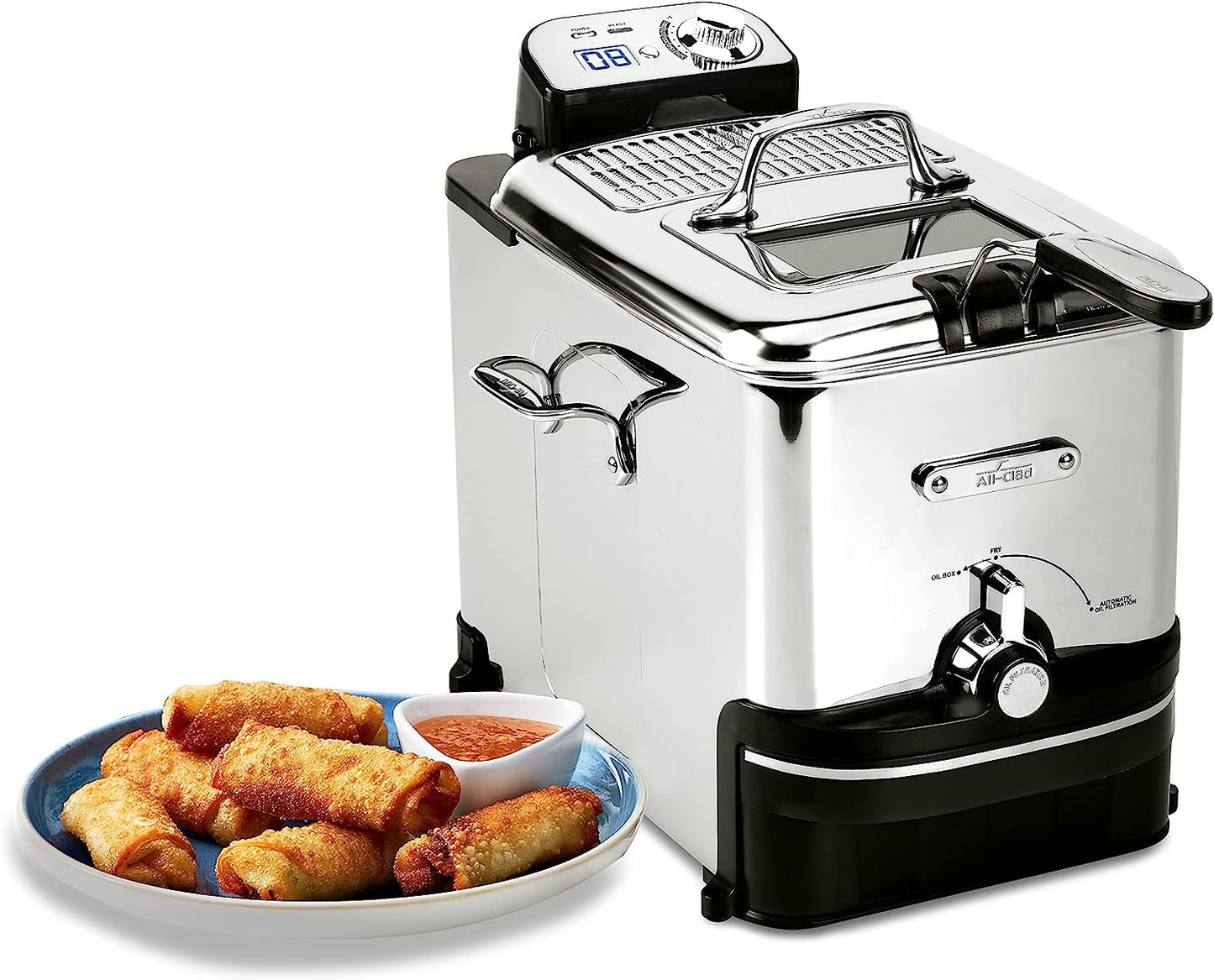 All-Clad 3.5L 1700W Electric Deep Fryer with Basket, Digital Controls - Stainless Steel
