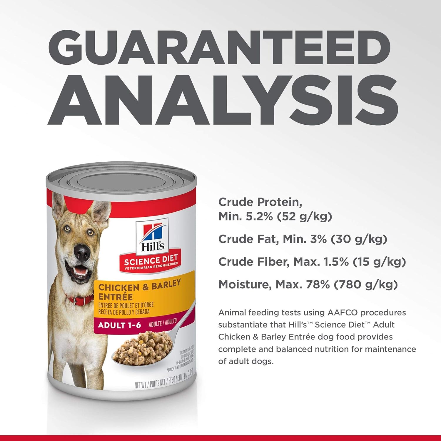 Hill's Science Diet Wet Dog Food, Adult 1-6, Chicken & Barley Entrée, 13 oz. Cans, 12-Pack -  Wet Dog Food Hill's Science