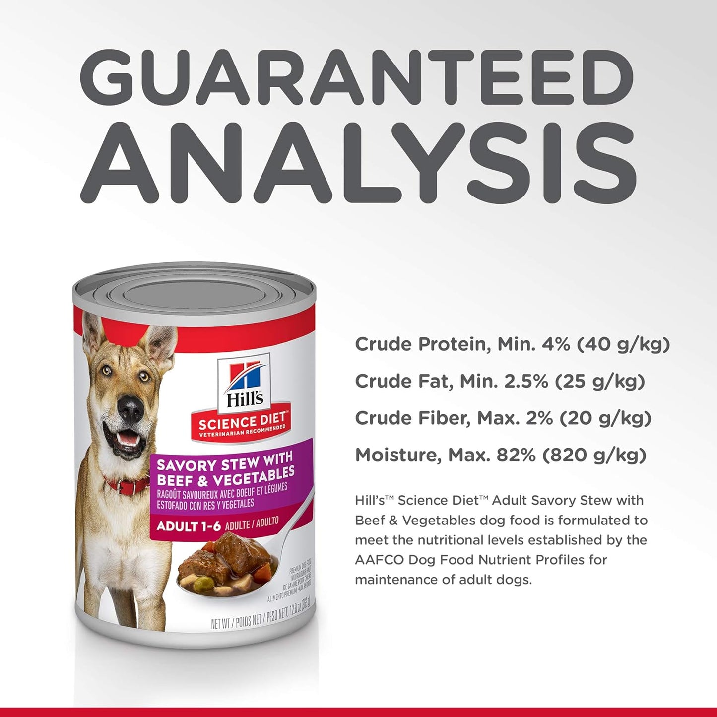 Hill's Science Diet Adult 1-6 Wet Dog Food, Savory Stew with Beef & Vegetables, 12.8 oz. Cans, 12-Pack -  Wet Dog Food Hill's Science