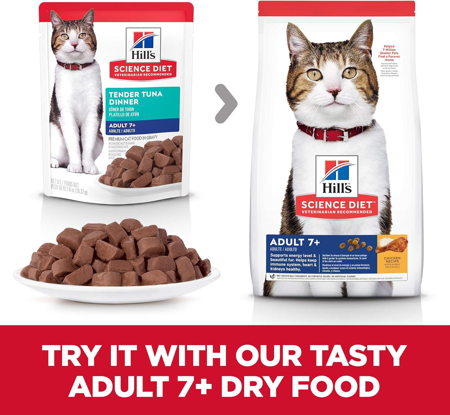 Hill's Science Diet Senior 7+ Tuna Wet Cat Food Pouches 2.8 oz, 24-Pack -  Wet Cat Food Hill's Science