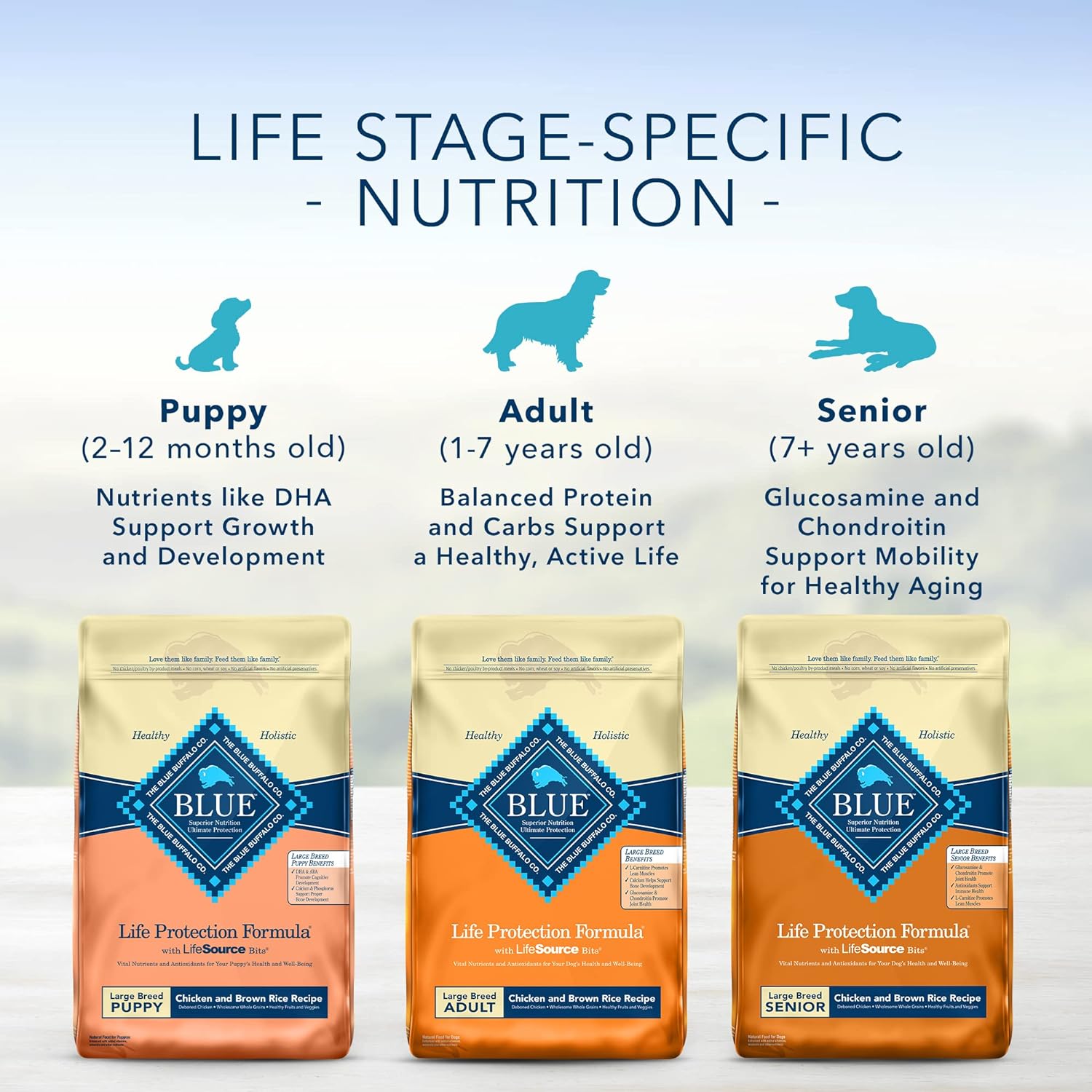 Blue Buffalo Life Protection Natural Adult Large Breed Dry Dog Food, Chicken & Brown Rice -  Dry Dog Food Blue Buffalo