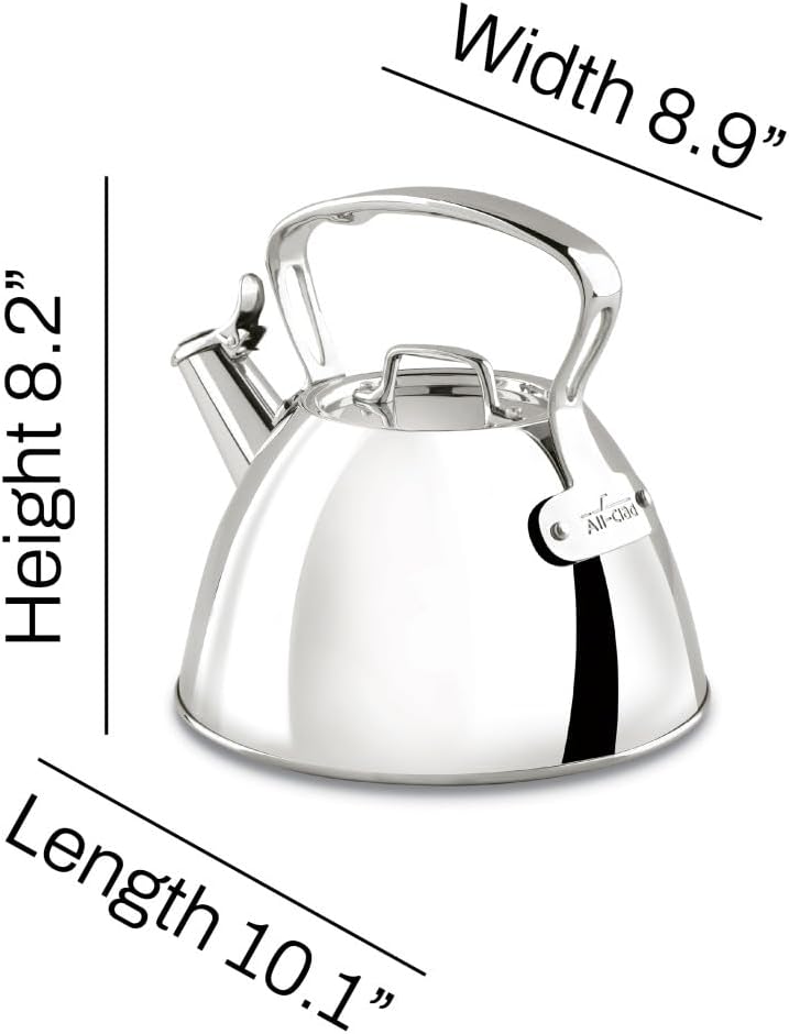 All-Clad Specialty Stainless Steel Tea Kettle 2 QT Induction Pots & Pans, Cookware Silver