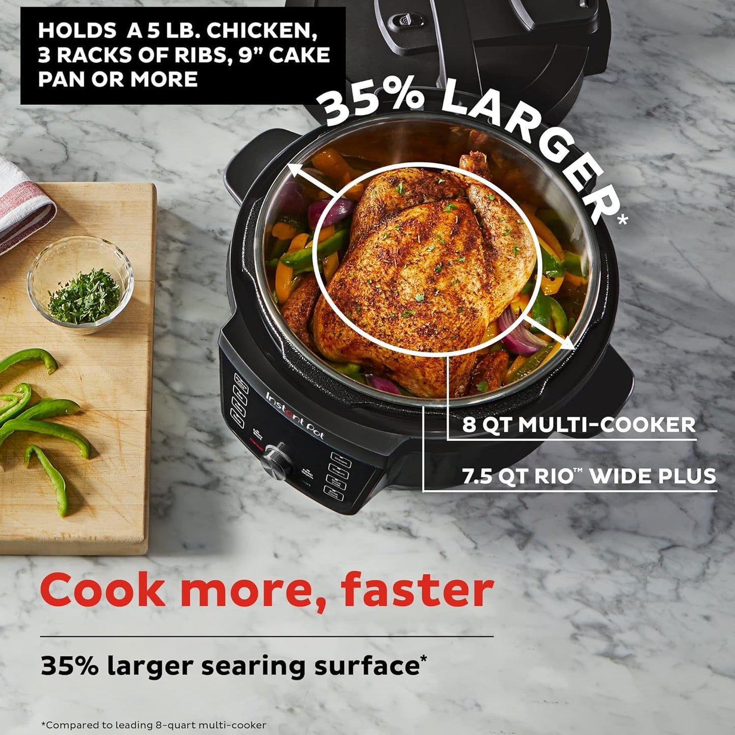 Instant Pot RIO Wide Plus Pressure Cooker, 7 1/2-Qt