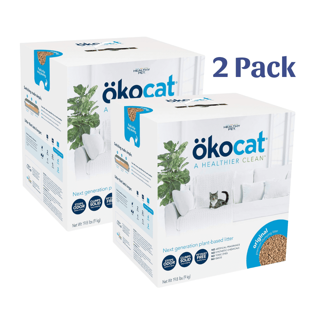 Okocat Original Premium Clumping Wood Cat Litter, 19.8 LB, 2 Pack -  Clumping Cat Litter ökocat