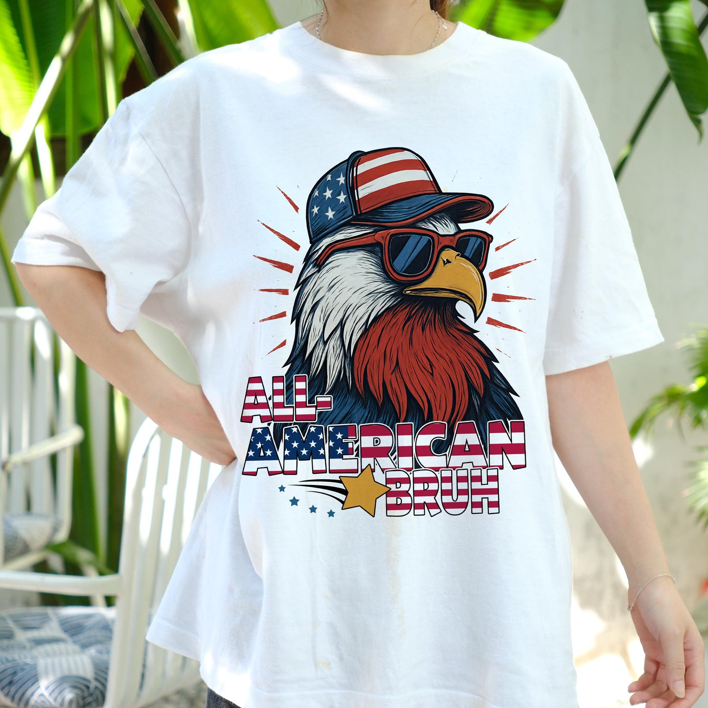 All American Bruh Shirt, Funny Bald Eagle USA Tee, 4th of July Graphic T-Shirt, Patriotic Cool Bird Shirt, Independence Day Outfit