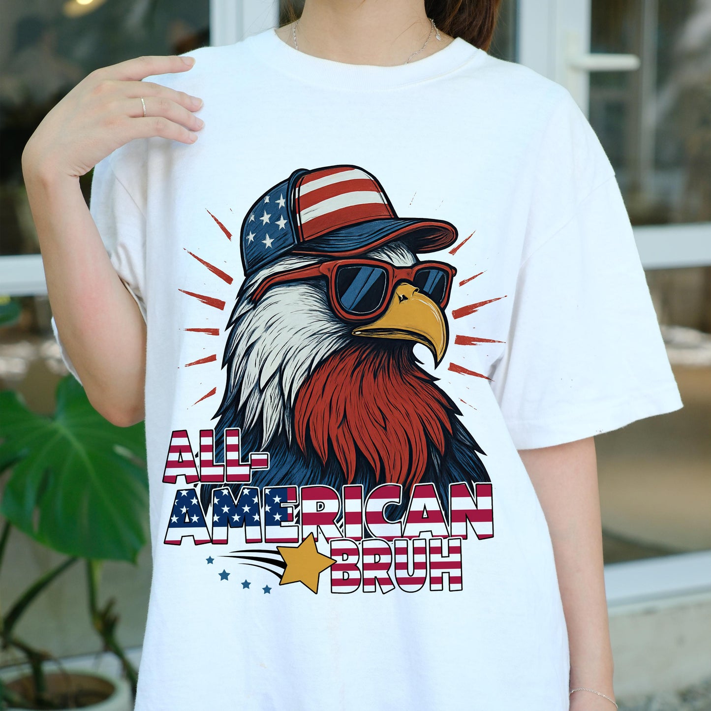 All American Bruh Shirt, Funny Bald Eagle USA Tee, 4th of July Graphic T-Shirt, Patriotic Cool Bird Shirt, Independence Day Outfit