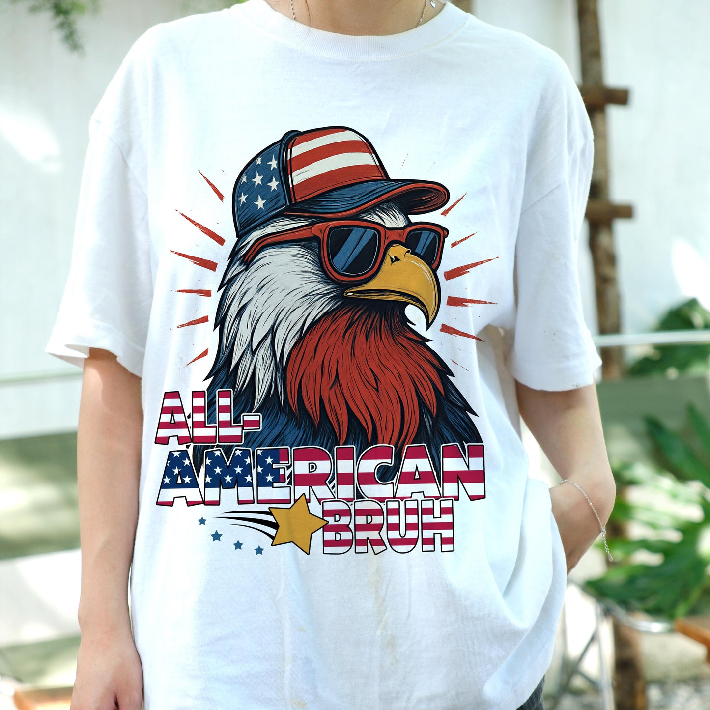 All American Bruh Shirt, Funny Bald Eagle USA Tee, 4th of July Graphic T-Shirt, Patriotic Cool Bird Shirt, Independence Day Outfit