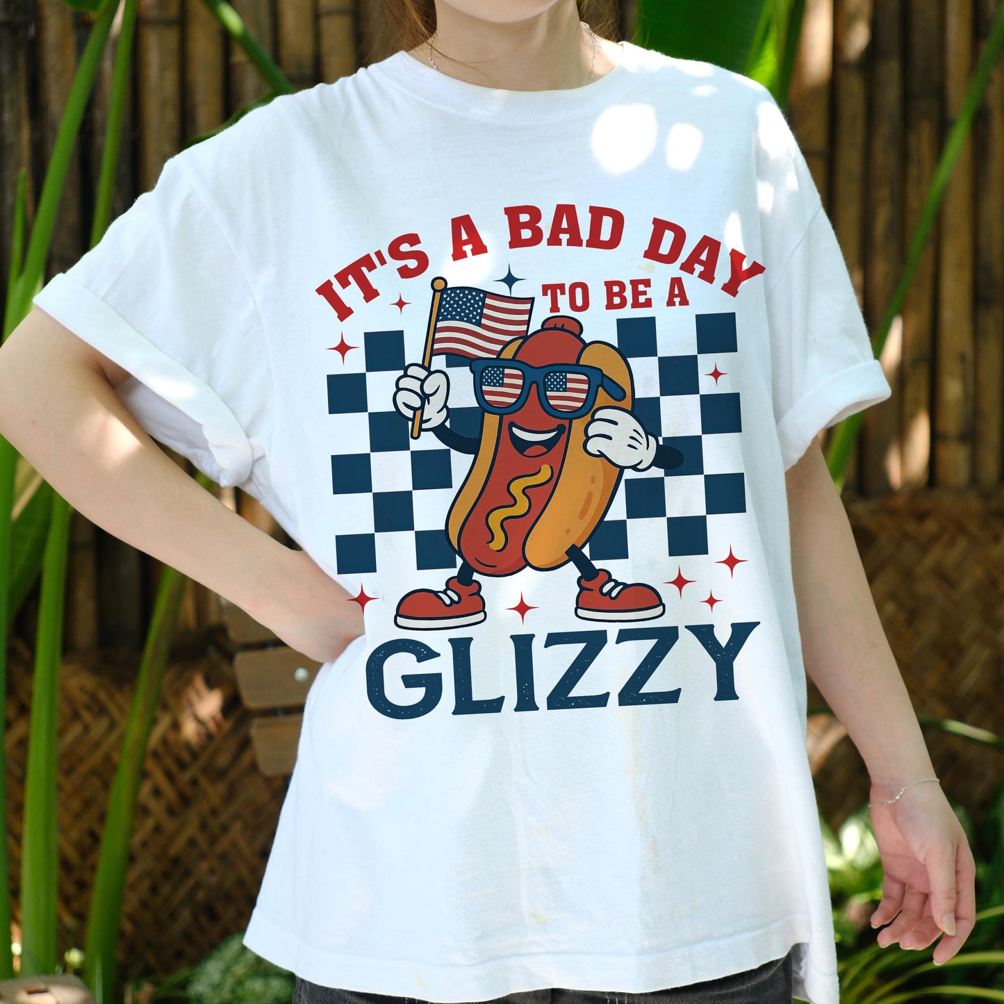 It’s a Bad Day to Be a Glizzy Shirt, Funny 4th of July Hot Dog Tee, Patriotic Foodie T-Shirt, BBQ Cookout Shirt, USA Summer Party Top