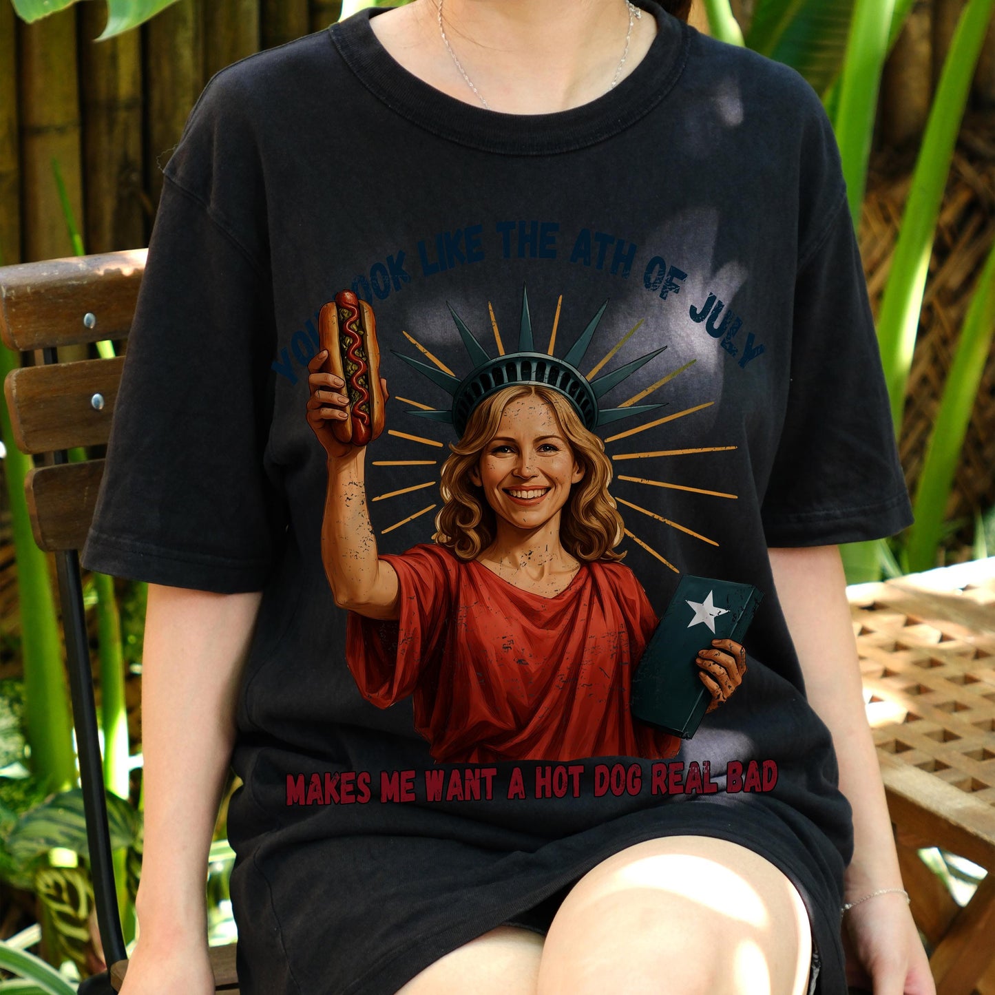 You Look Like the 4th of July Shirt, Funny Statue of Liberty Hot Dog Tee, Patriotic Meme T-Shirt, USA Independence Day Party Outfit
