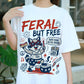 Feral But Free Raccoon Shirt, Funny 4th of July Tee, Patriotic Animal Graphic T-Shirt, Liberty-ish USA Meme Shirt, Independence Day Outfit