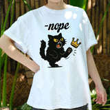 Nope Angry Cat Shirt, Funny Black Cat Meme Tee, Sassy Kitty T-Shirt with Crown, Cute Pet Lover Gift, Anti Princess Aesthetic Top