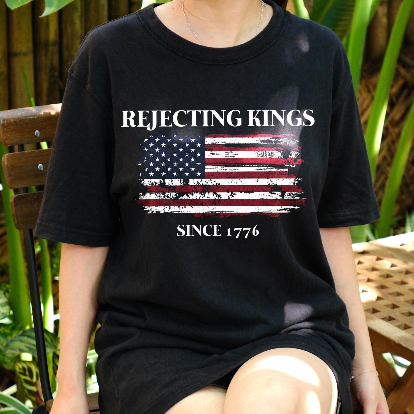 Rejecting Kings Since 1776 Shirt, Patriotic Distressed Flag Tee, Funny American Independence Day Shirt, USA Freedom T-Shirt Gift