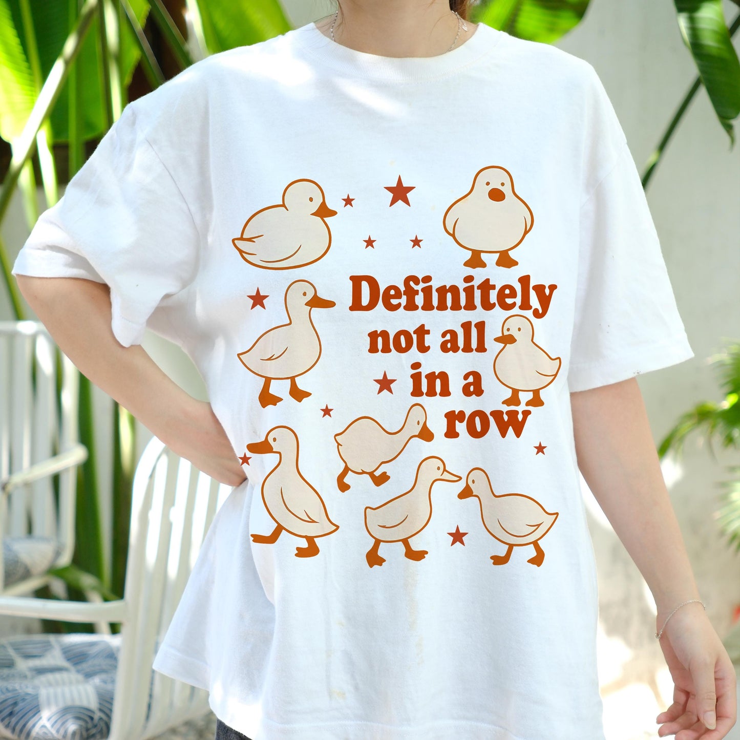 Definitely Not All in a Row Shirt, Funny Duck Chaos Tee, Quirky Mental Health Humor T-Shirt, Cute Animal Graphic Tee, Unisex Gift