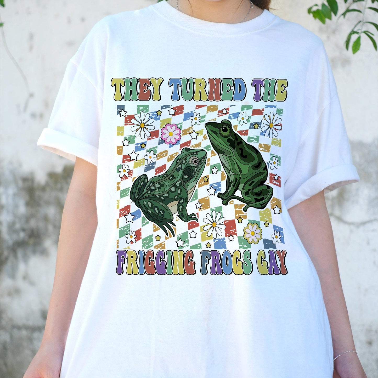 They Turned the Frogs Gay Shirt, Funny Conspiracy Meme Tee, Retro Rainbow Frog T-Shirt, Queer Pride Humor Shirt, Vaporwave Aestheti