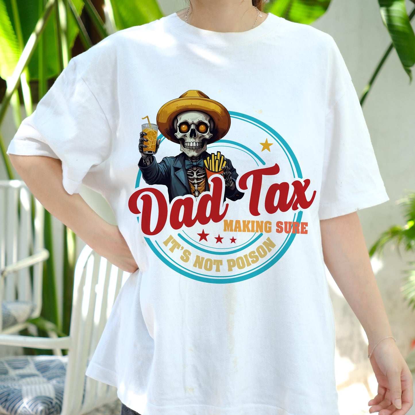 Dad Tax Shirt Funny Skeleton Tee, Making Sure It’s Not Poison, Food Snacking Dad T-Shirt, Father’s Day Gift, Cool Skull Dad Humor Tee