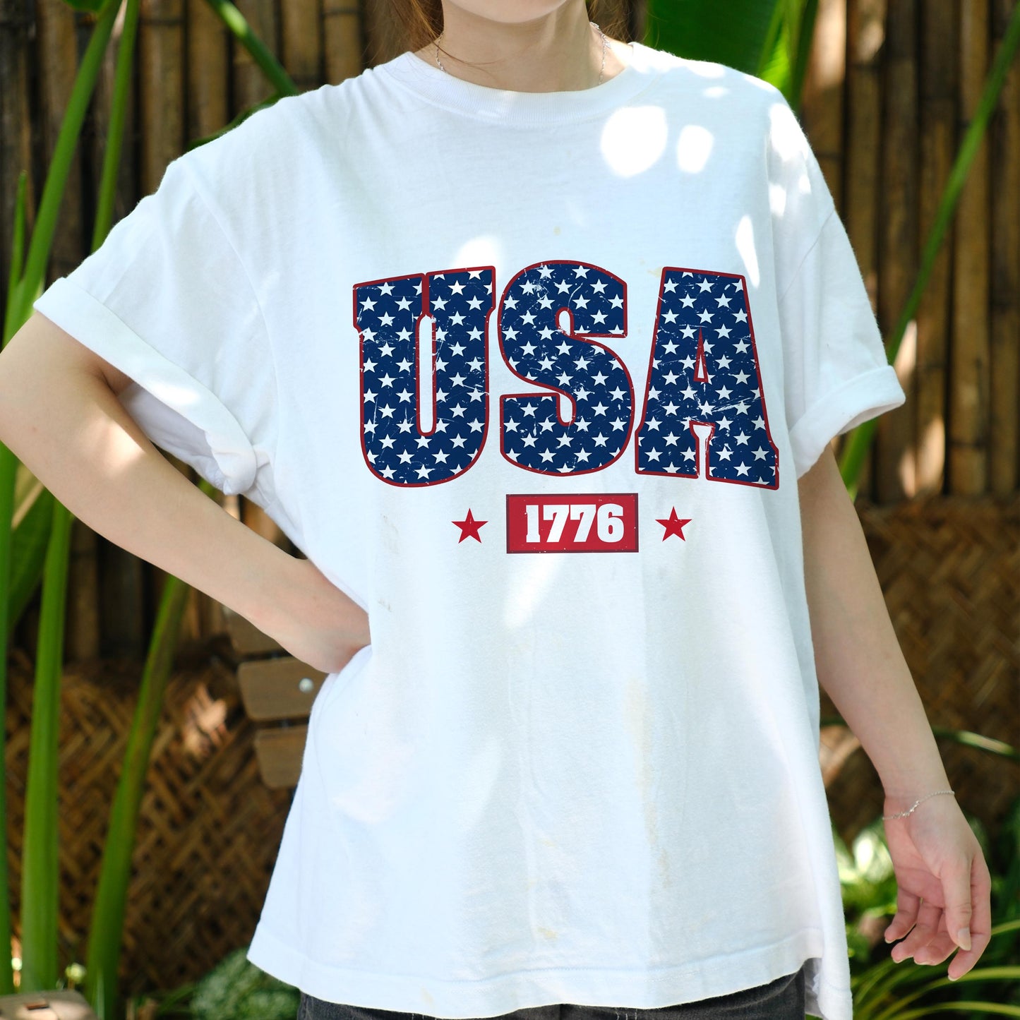 USA 1776 Shirt, Patriotic American Flag Stars Tee, Vintage 4th of July T-Shirt, Independence Day Outfit, Freedom Graphic USA Top