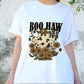 Boo Haw Shirt, Western Ghost Halloween Tee, Spooky Cow Print Ghost Shirt, Sunflower Fall Cowgirl T-Shirt, Retro Country Halloween Top