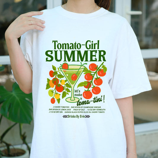 Tomato Girl Summer Shirt, Toma-tini Cocktail Tee, Retro Tomato Garden Aesthetic T-Shirt, Farmer’s Market Trendy Summer Top