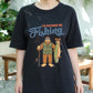 I'd Rather Be Fishing Bigfoot Shirt, Funny Fisherman Tee for Men, Sasquatch Holding Fish Graphic T-shirt, Outdoors Lake Fishing Gift