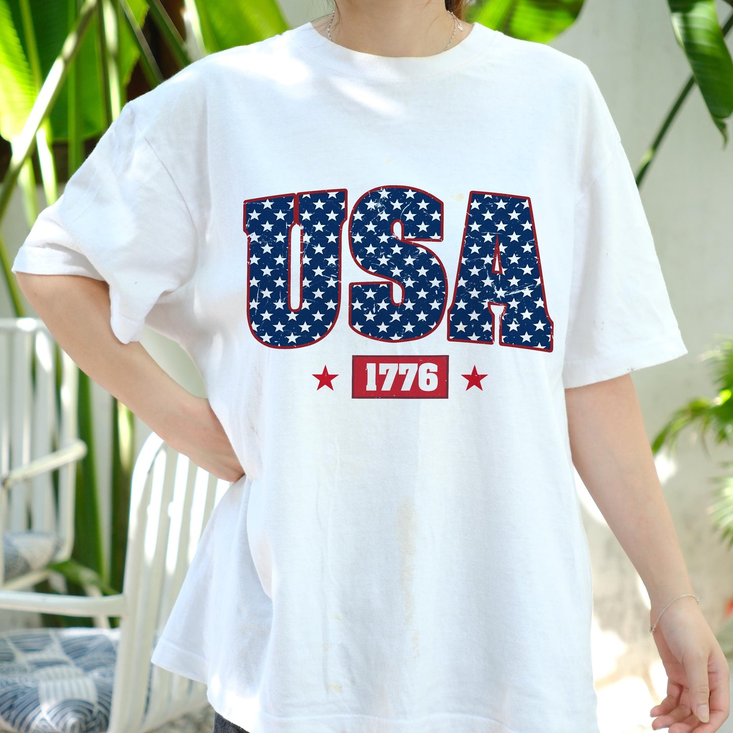 USA 1776 Shirt, American Flag Stars Independence Day Tee, Patriotic Fourth of July T-Shirt, Vintage USA Pride Gift for Men Women