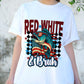 Red White & Bruh Fishing Shirt, 4th of July Patriotic Bass Tee, American Flag Sunglasses Fish Shirt, Funny USA Independence Day Gift