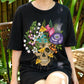 Floral Skull Shirt, Gothic Botanical Skull T-Shirt, Vintage Flowers and Mushrooms Tee, Dark Aesthetic Boho Nature Art Gift Tee