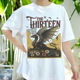 The Thirteen Dragon Shirt, Gothic Fantasy T-Shirt, Dark Medieval Dragon Tee, Floral Mythical Creature Shirt, Vintage Fantasy Graphic Tee