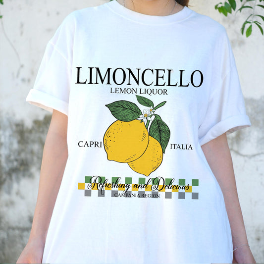 Limoncello Shirt Italy Lemon Capri Tee, Vintage Italian Liquor T-Shirt, Refreshing Summer Fruit Graphic Tee, Campania Travel Shirt