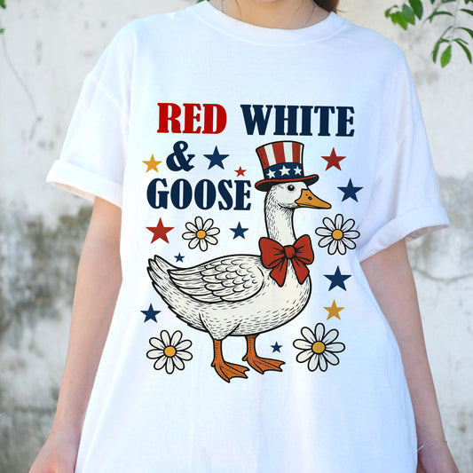 Funny 4th of July Goose Shirt, Red White and Goose Tee, Patriotic Animal Shirt, Independence Day Outfit, USA Party T-Shirt Gift