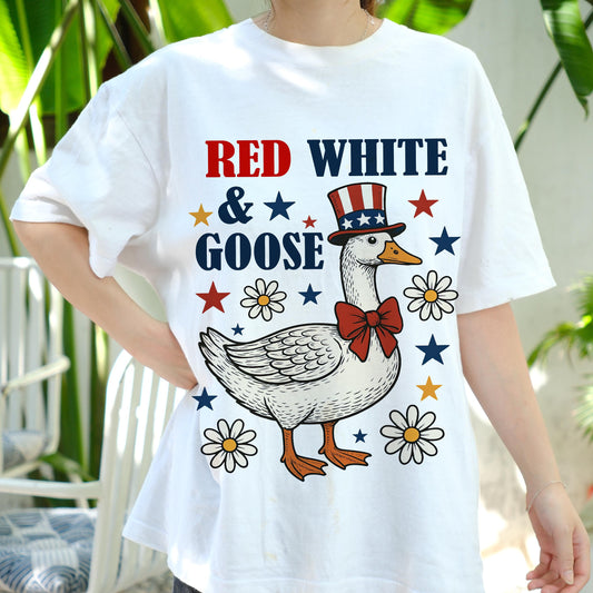 Funny 4th of July Goose Shirt, Red White and Goose Tee, Patriotic Animal Shirt, Independence Day Outfit, USA Party T-Shirt Gift