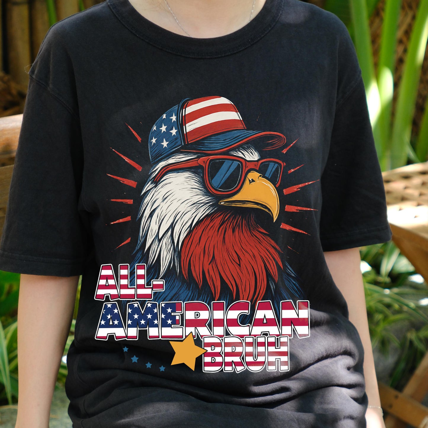 All American Bruh Shirt, Funny Bald Eagle USA Tee, 4th of July Graphic T-Shirt, Patriotic Cool Bird Shirt, Independence Day Outfit