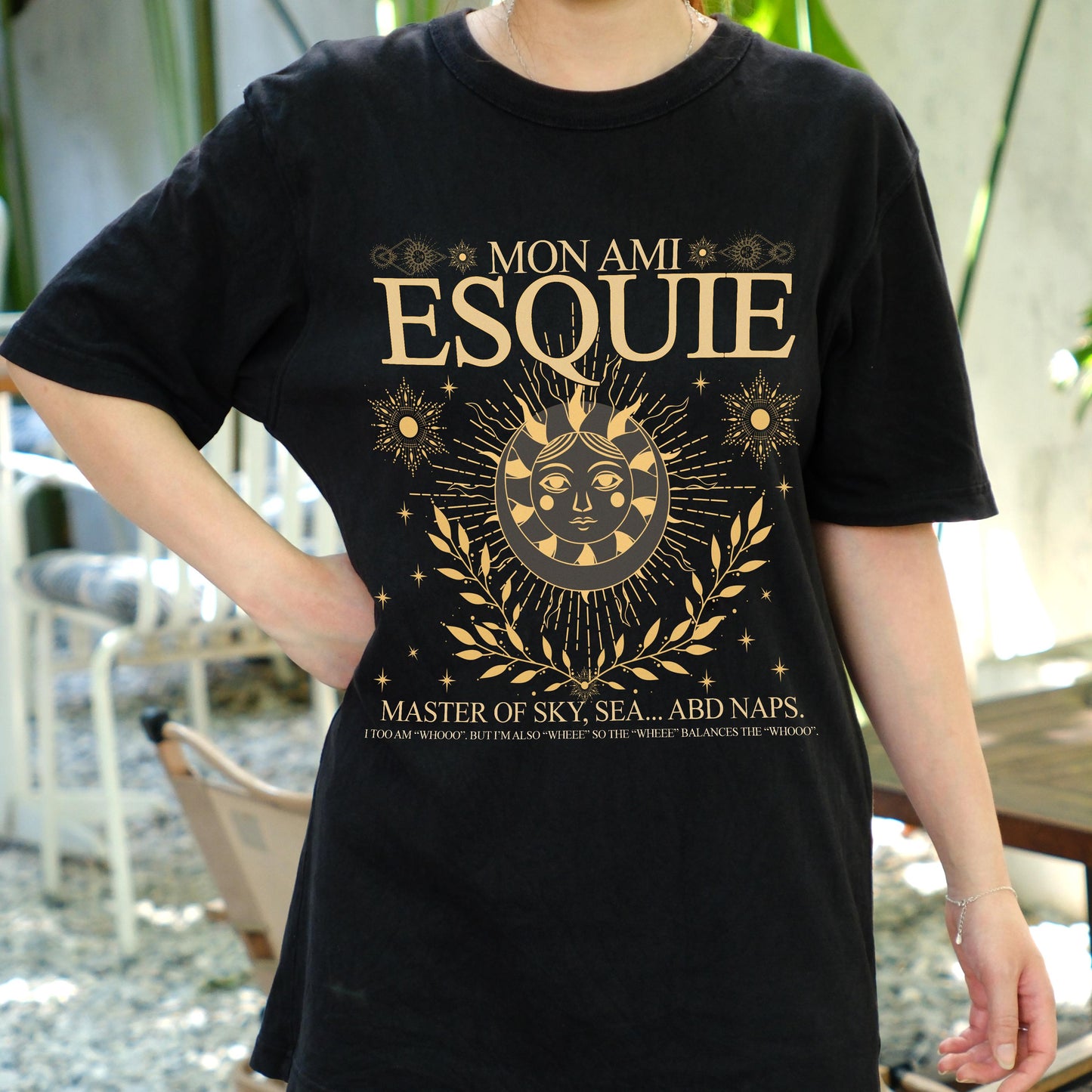 Mon Ami Esquie Shirt, Celestial Funny Sun Face Tee, Mystic Nap Lover Graphic T-Shirt, Retro Starry Boho Shirt, Cosmic Vibes Gift Tee