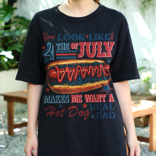 You Look Like the 4th of July Shirt, Funny Hot Dog Graphic Tee, Patriotic Cookout T-Shirt, BBQ Summer Foodie Shirt, USA Party Outfit