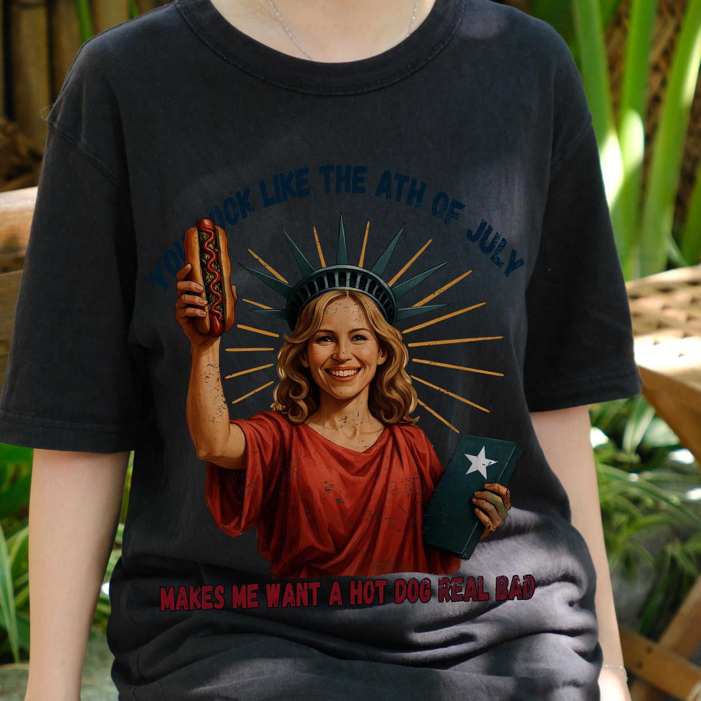 You Look Like the 4th of July Shirt, Funny Statue of Liberty Hot Dog Tee, Patriotic Meme T-Shirt, USA Independence Day Party Outfit