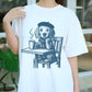 French Artist Dog Shirt, Cute Coffee Lover Tee, Beret Puppy Graphic T-Shirt, Retro Café Dog Art Top, Funny Dog Lover Gift for Women Men