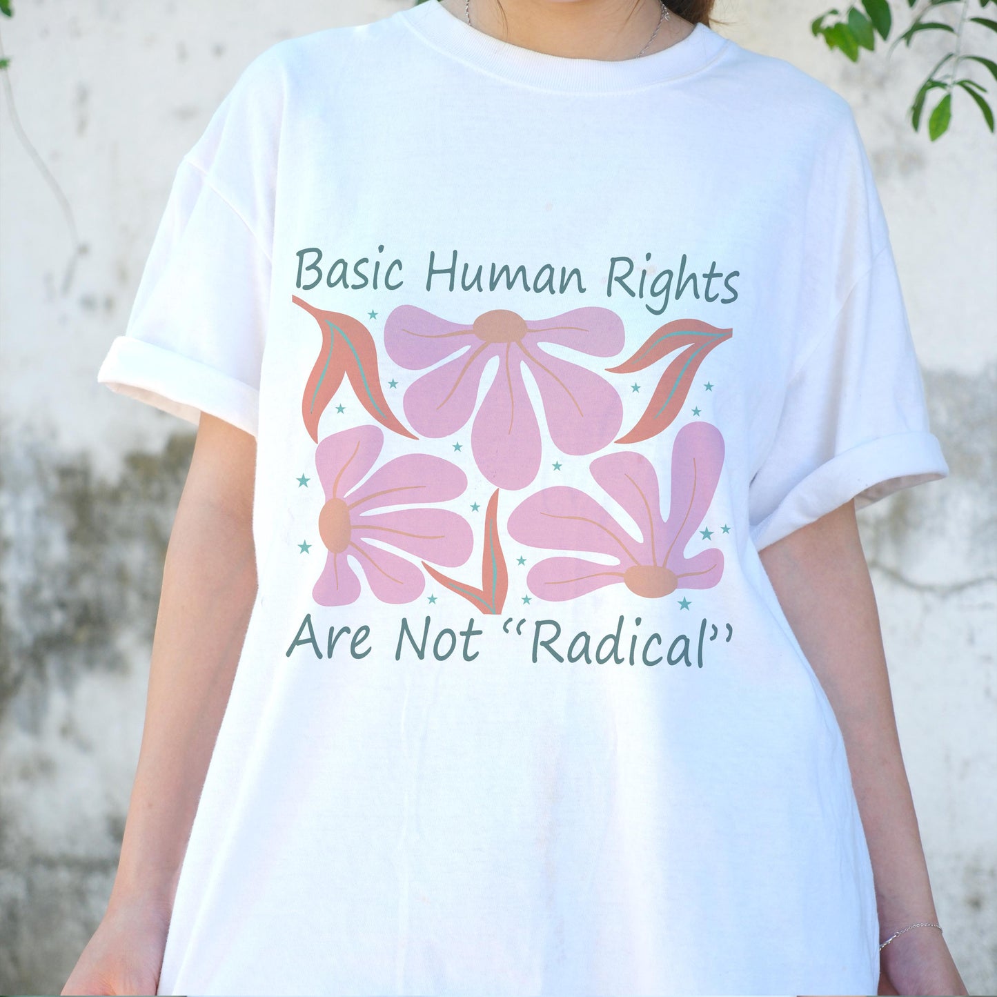 Basic Human Rights Shirt, Feminist Activism Tee, Retro Floral Political T-Shirt, Social Justice Graphic Top, Equality Awareness Gift