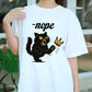 Nope Angry Cat Shirt, Funny Black Cat Meme Tee, Sassy Kitty T-Shirt with Crown, Cute Pet Lover Gift, Anti Princess Aesthetic Top